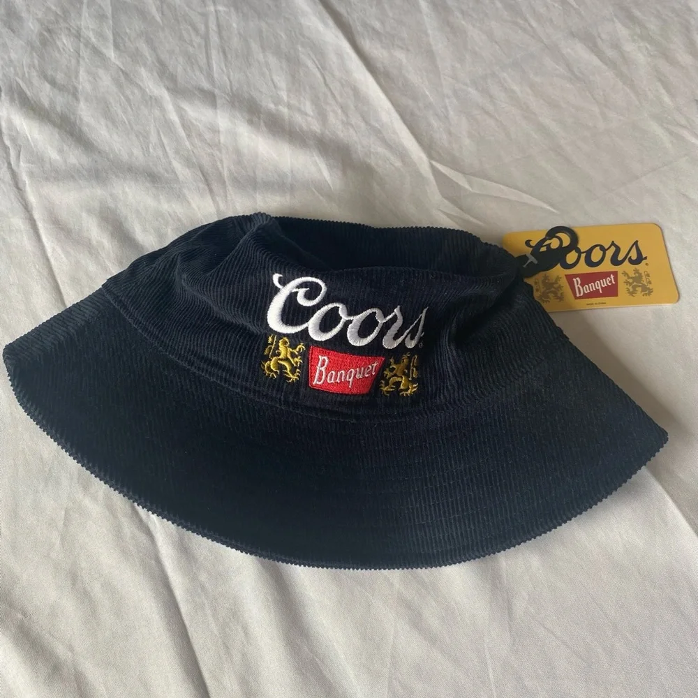 Coors Banquet Corduroy Bucket Hat Vintage Beer Boonie Cap One Size Navy Blue - Picture 4 of 7